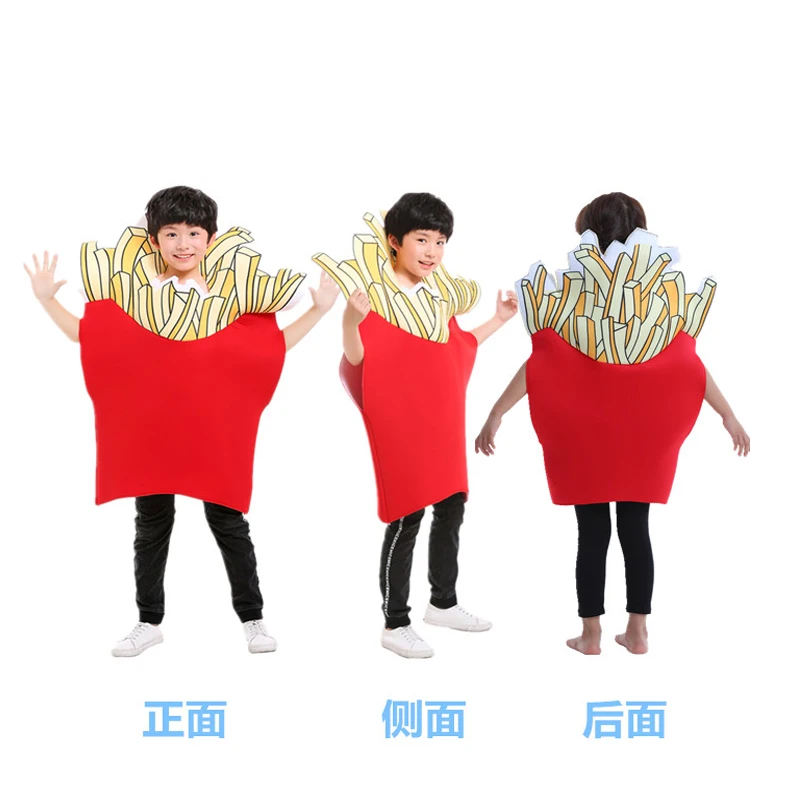 

Kids Cosplay Halloween Party Costume Fancy Dress Up Double Sided French Fries Costumes Halloween Costume For Kids Adult SL2247