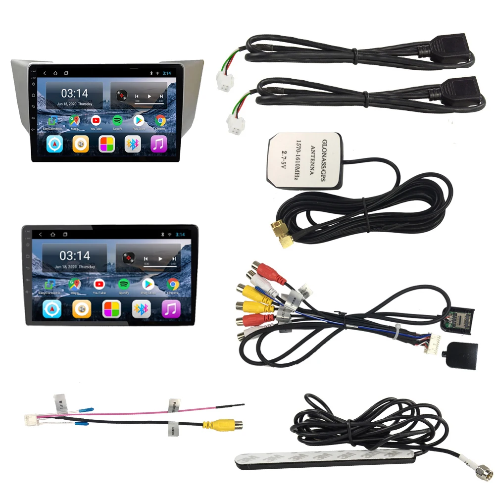 EKIY 9'' TN 2DIN Android 9.0 Car LTE 4G WIFI Recorder For Lexus RX300/RX330/RX350/RX400 2003-2010 Multimedia GPS Navigation DVD