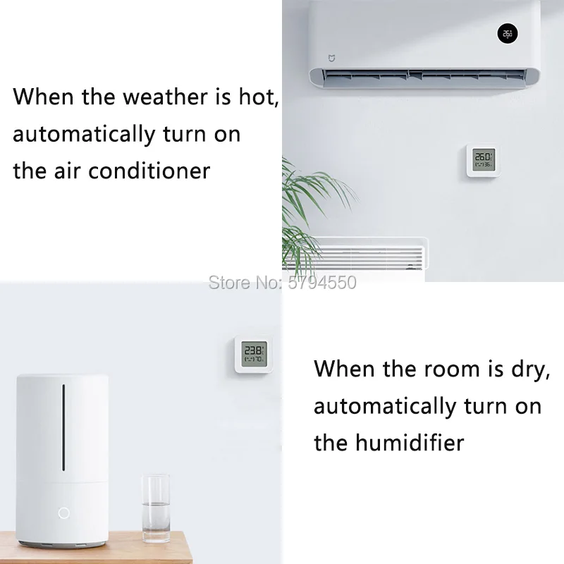 Xiaomi Mijia Bluetooth Thermometer Hygrometer 2 Wireless Sensor Smart Digital LCD Electric Thermo-Hygrometer 2 Work with Mi Home