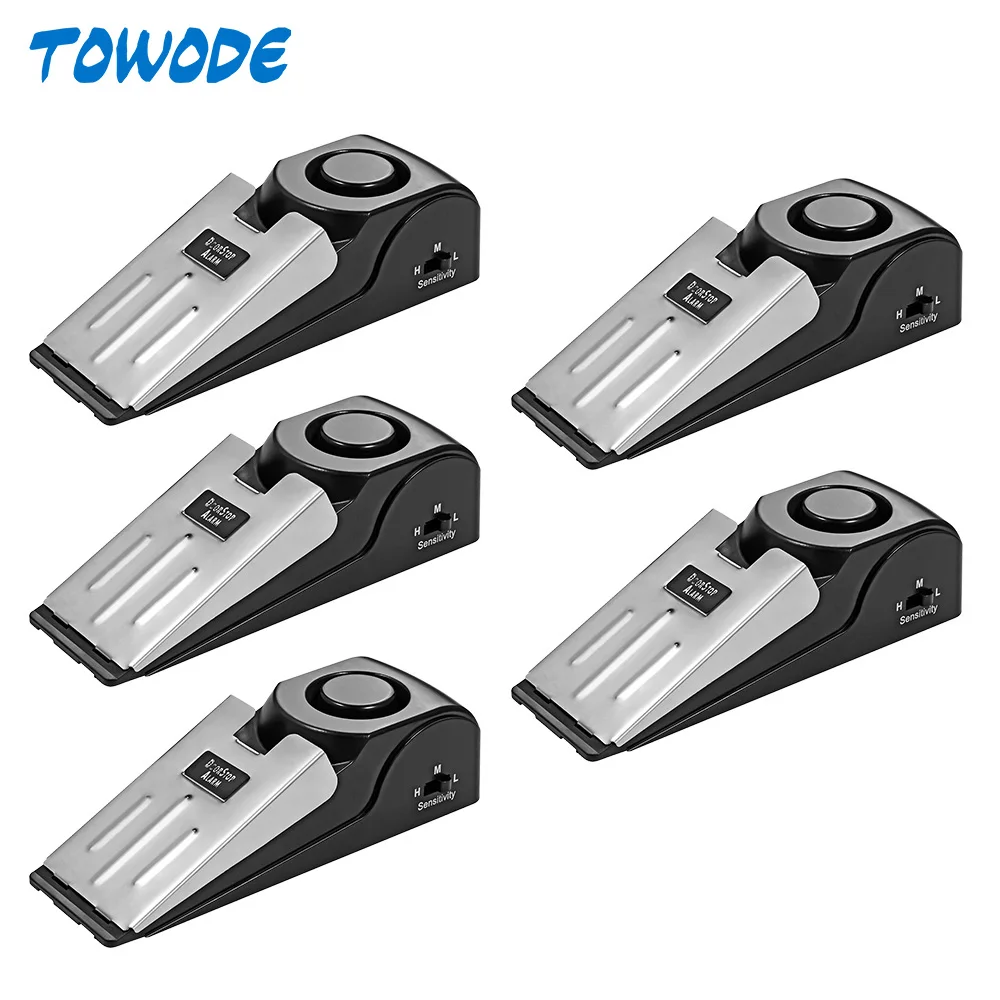

5ps Anti-theft Burglar Stop System Security Home Wedge Shaped Door Stop Stopper Alarm Block Blocking System 125 dB