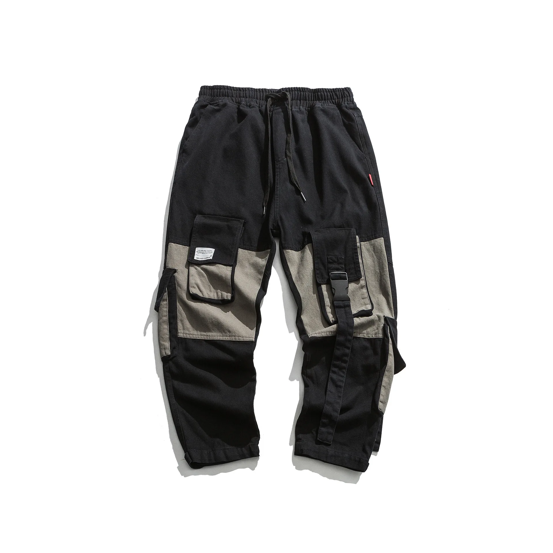 

City Where the Product Winter Origional New Style Multi-pockets Contrast Color Joint Ribbon Canvas Straight-leg Pants Casual Pan