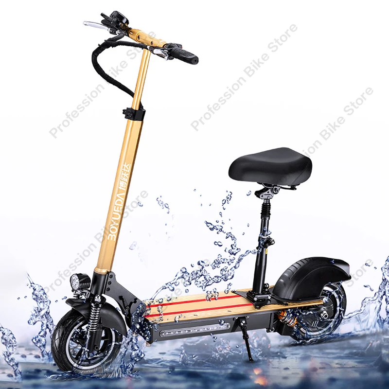 BOYUEDA H48 Golden 10 Inch Wheel Adult Folding Electric Scooter 500W 48V  26AH City E scooter Skateboard Lightweight Escooter|Electric Scooters| -  AliExpress