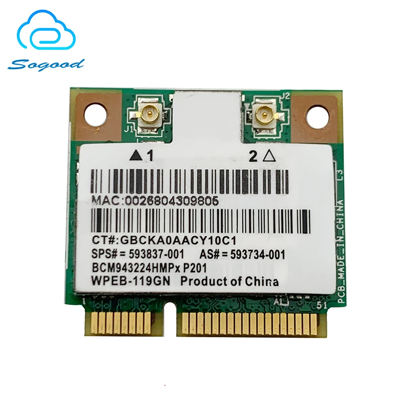 Беспроводная сетевая карта Broadcom BCM943224HMP BCM43224HMS 300 Мбит/с Mini PCI-E 2 4G & 5G 802.11a/b/g/n Wi-Fi