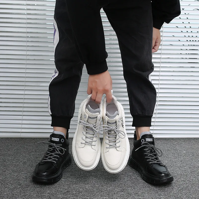 

New high-gang men's shoes Korean version of leather sports board shoes trend set men's casual shoes fluorescent shoes
