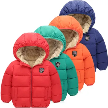

Keep Warm in Winter Thicken Kid Coat Hooded Zippered Jacket Red/Green/Orange/Blue/Grey Autumn Outwear Boy and Girl Parka Clothes
