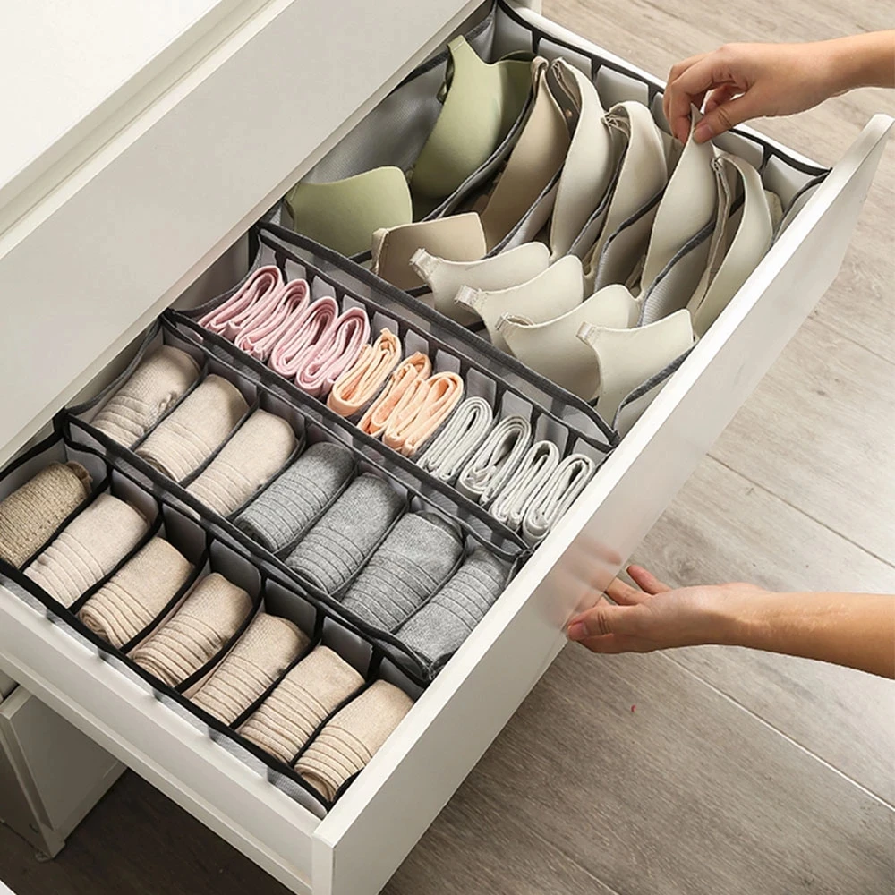 Foldable Drawer Organizer Divider Closet Storage Box For Underwear Bra Sock 
