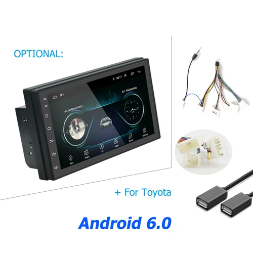 With Toyota Cable Podofo 2.5D Android GPS автомобильный радиоприёмник мультимедийный плеер 7 ''Авторадио с сенсорным экраном Bluetooth FM wifi AUX Стерео усилитель - Цвет: With Toyota Cable