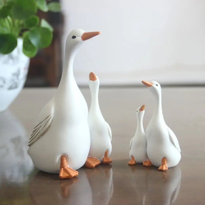Simulation Mother And Child Duck Statue Nordic Resin Crafts Figurines For Interior Living Room Decoration Modern Art Decorations | Дом и сад