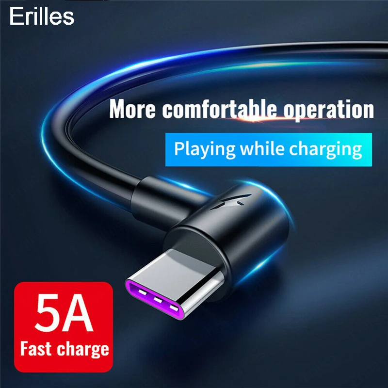 Кабель USB Type-C 5A для Samsung Huawei P40 pro Xiaomi Сверхбыстрая зарядка 1/2/3 м мобильный телефон