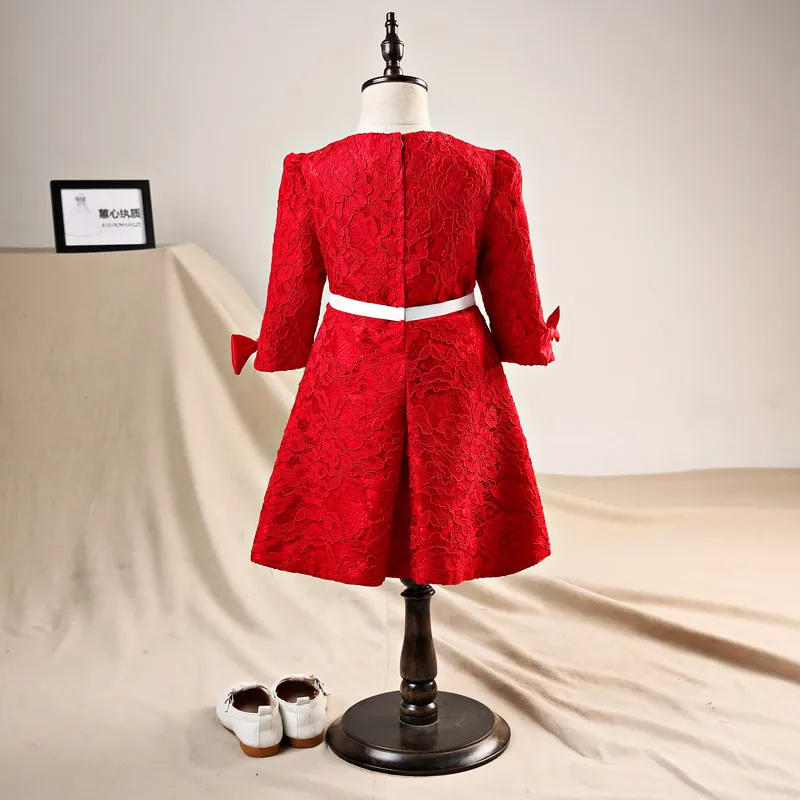 Г. Осенне-зимнее Новое Стильное кружевное детское платье с длинными рукавами одежда для выступлений платье принцессы Детское платье