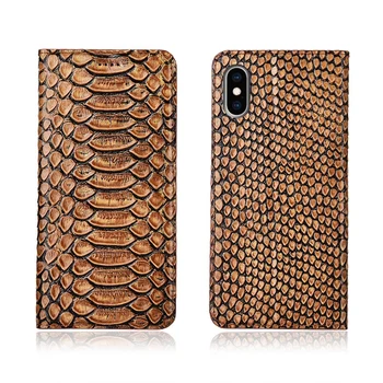 

Python pattern natural genuine leather flip cover card slot holder for apple iPhone XS Max case for iPhone XS phone case funda