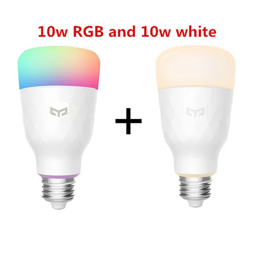 Новейшая умная светодиодная RGB Лампочка Xiao mi Yeelight цветная E27 10 Вт 800 люменов умная лампа WiFi приложение mi дистанционное управление - Цвет: 10wRGB and 10w white