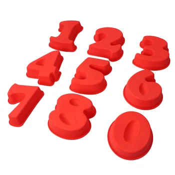 

9 Pcs Silicone Cake Mold Number 0-8 Shape Nonstick Reusable Chocolate Mold Cake Dessert Decorating Tool for Wedding Birthday Ann