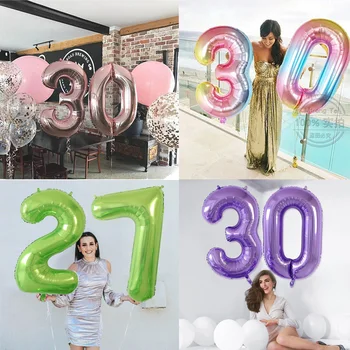 

Giant Size 30 40 Inch Blue/Pink Big Number Foil Balloons 0-9 Birthday Wedding Engagement Party Decor Globos Kids Ballon Supplies