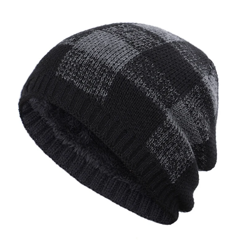B Winter Slouchy Beanie Hat Scarf Knitted Neck Warmers Gaiters Skull Cap Crochet Knit Baggy Beanie Skull Hat Ski Cap Scarf Women - Цвет: B