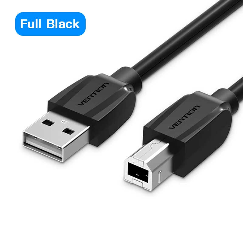 Full Black Vention USB 2,0 кабель для печати USB 2,0 type A Male To B Male Синхронизация данных сканер USB кабель для принтера 1 м 2 м для принтера hp Canon Epson - Цвет: Full Black