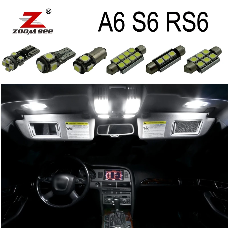 Cena 100% biały błąd canbus bezpłatne żarówki LED wnętrze kopuły mapa zestaw oświetleniowy dla Audi A6 S6 RS6 C5 C6 C7 (1994 2016)