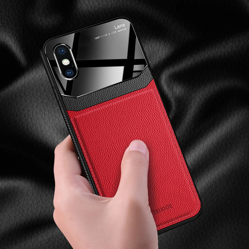 I coque, чехол, чехол, для Apple IPhone X XR iPhoneX на кожаном зеркальном стекле Силиконовый противоударный телефон роскошные мягкие милые чехлы