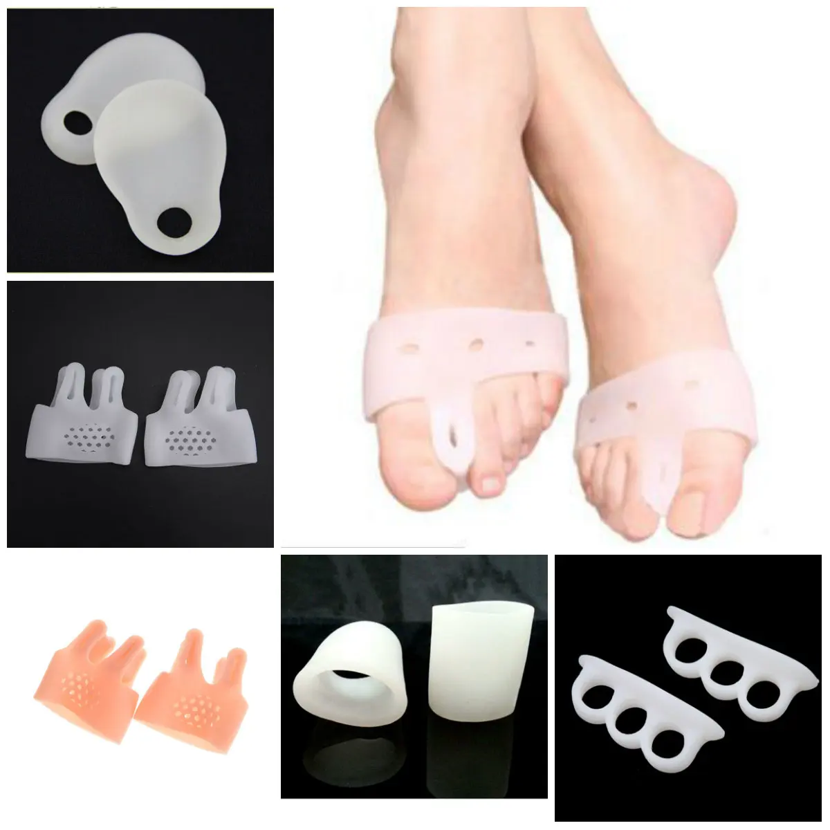 NEW 1Pair Toe Separators Spacer Straightener Thumb Finger Device Pad Toe Pad Thumb Valgus Corrector Protector Relief Foot Bunion