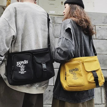 

Bungee shoulder bag men and women couples neutral backpack Han Chao cool canvas bag college students leisure diagonal bag