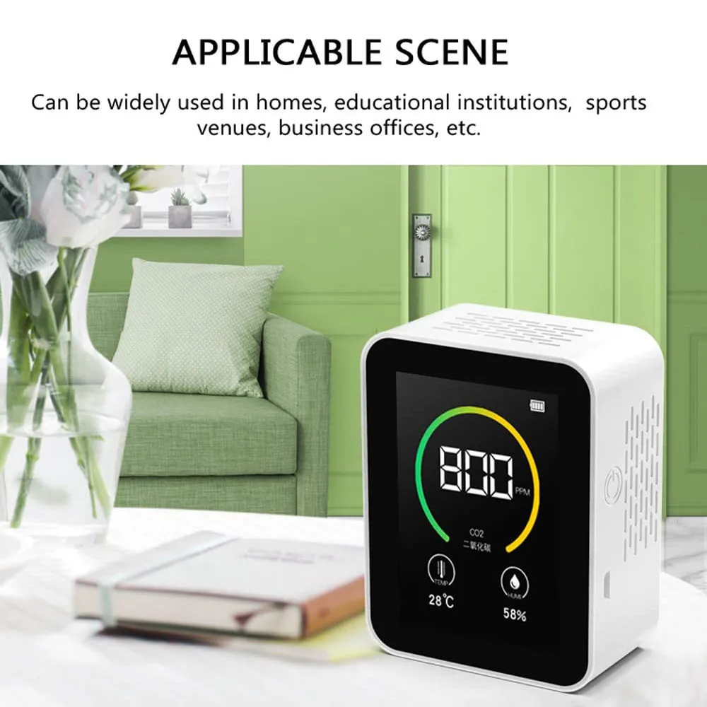 

Color Screen CO2 Detector CO2 Measuring Device Air Quality Tester with Temperature Humidity Display Gas Concentration Content