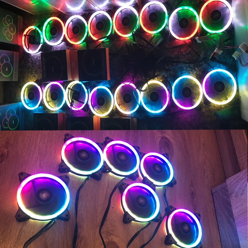 darkFlash Aurora DR12 Pro 3 Pack PC Fan Computer 120mm RGB LED Case Fan Kit ASUS 2