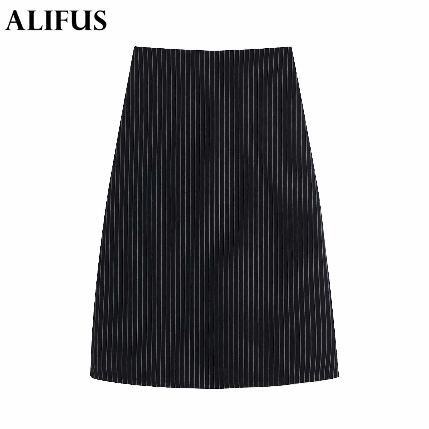 

Fashion Za Fashion Striped PatternSkirt Women Zipper Waist A-Line Skirt Knee Length Female Office OL Skirts Zaraing