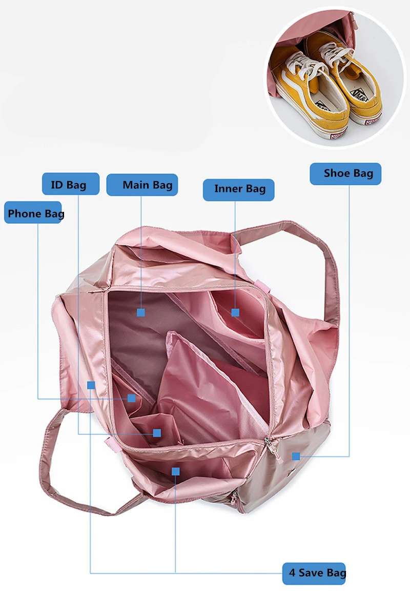 Женская спортивная сумка с отделением для обуви, водонепроницаемые нейлоновые спортивные сумки для йоги, фитнеса, путешествий, сумки для занятий спортом на открытом воздухе, тренировочные сумки для хранения