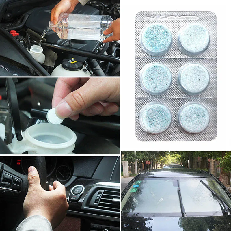 6 Pcs/Set Car Windshield Glass Cleaner Solid Wiper Compact Effervescent