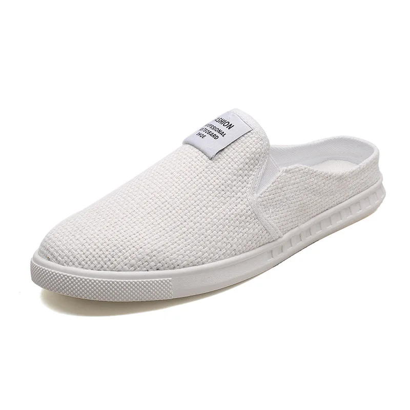 

Semi-Slipper Men's Summer Non-with Lazy Canvas Sandals Male Red Semi-Slippers Fashion MEN'S Slippers Summer Outer Wear