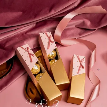 

10pcs/lot Creative Lipstick candy box Chocolate Paper Box Wedding Christmas Birthday Party Gifts Packaging wedding favors