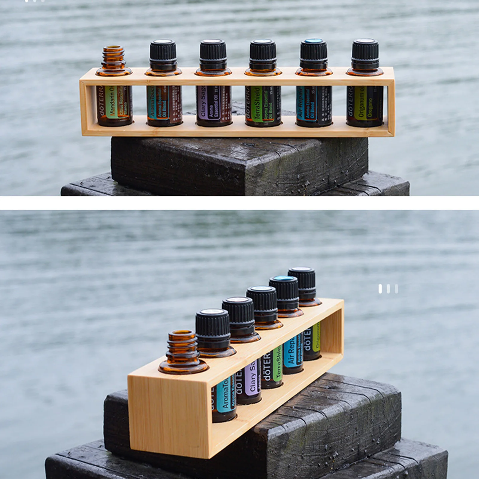 6/24 Holes Essential Oil Storage Rack 15ml Organizer Display Practical 6/24 Slots Showing Bamboo Stand 5