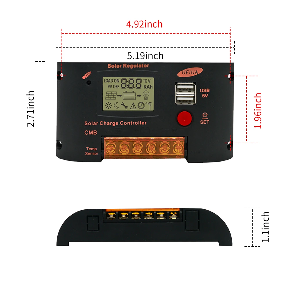 Контроллер заряда 12V 24V 10A 20A MPPT Контроллер заряда для фотоэлектрических систем Панели солнечные Батарея регулятор Dual USB Температура компенсация