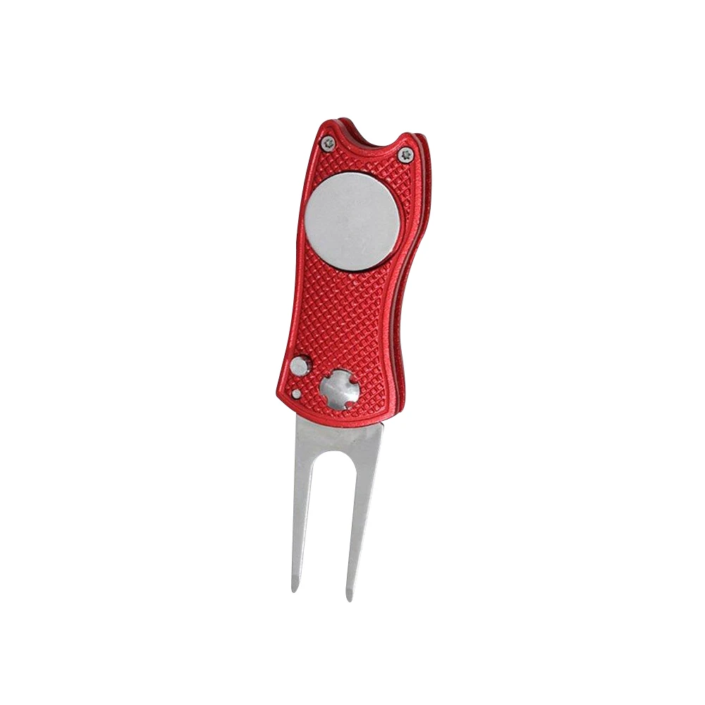 Red Мини складной Гольф Divot Инструмент Гольф Divot ремонт Switchblade паз очиститель Гольф Учебные принадлежности Гольф аксессуары положить зеленый - Цвет: Red