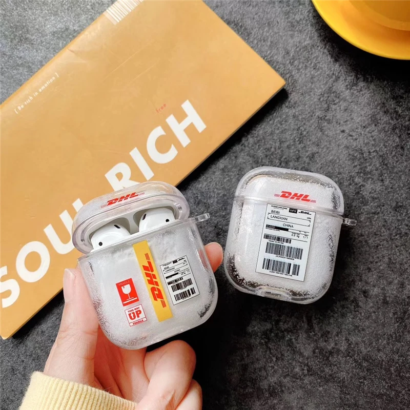 Бренд DHL Сияющий зыбучий песок беспроводной bluetooth гарнитура чехол для apple airpods 2 1 ins