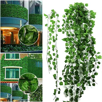 

12 X 2M Artificial Plant Fake Foliage Flower Hanging Leaf Garland Party Ivy Vine Faux Plants Vertical Garden Decoration Party
