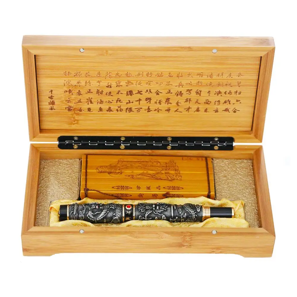 Роскошная Jinhao Ручка с драконом оригинальная подарочная шкатулка из бамбука