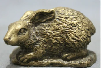 

Lucky Chinese Pure Brass Folk Year Zodiac Animals Wealth Lovely Rabbit Statue