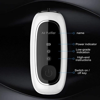 

USB Portable Air Purifier, Personal Hanging Necklace with Negative Ion Air Freshener-No Radiation for Adults Kids Black