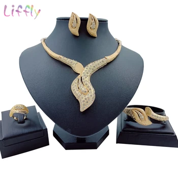 

Classic Jewelry Sets Dubai Charm Women Jewelry Sets for Women Crysatl Necklace Earring Ring Bracelet for Bridal Jewelry Set