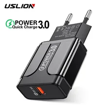 USLION USB зарядное устройство Quick Charge 3,0 EU US Plug быстрое настенное зарядное устройство для iPhone 7 8 samsung S7 S8 S10 Note 5 8 зарядное устройство для мобильного телефона s