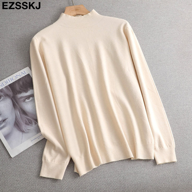Loose soft solid color turtleneck Sweater Pullover Women Casual Long Sleeve chic bottom Sweater Female Jumpers top