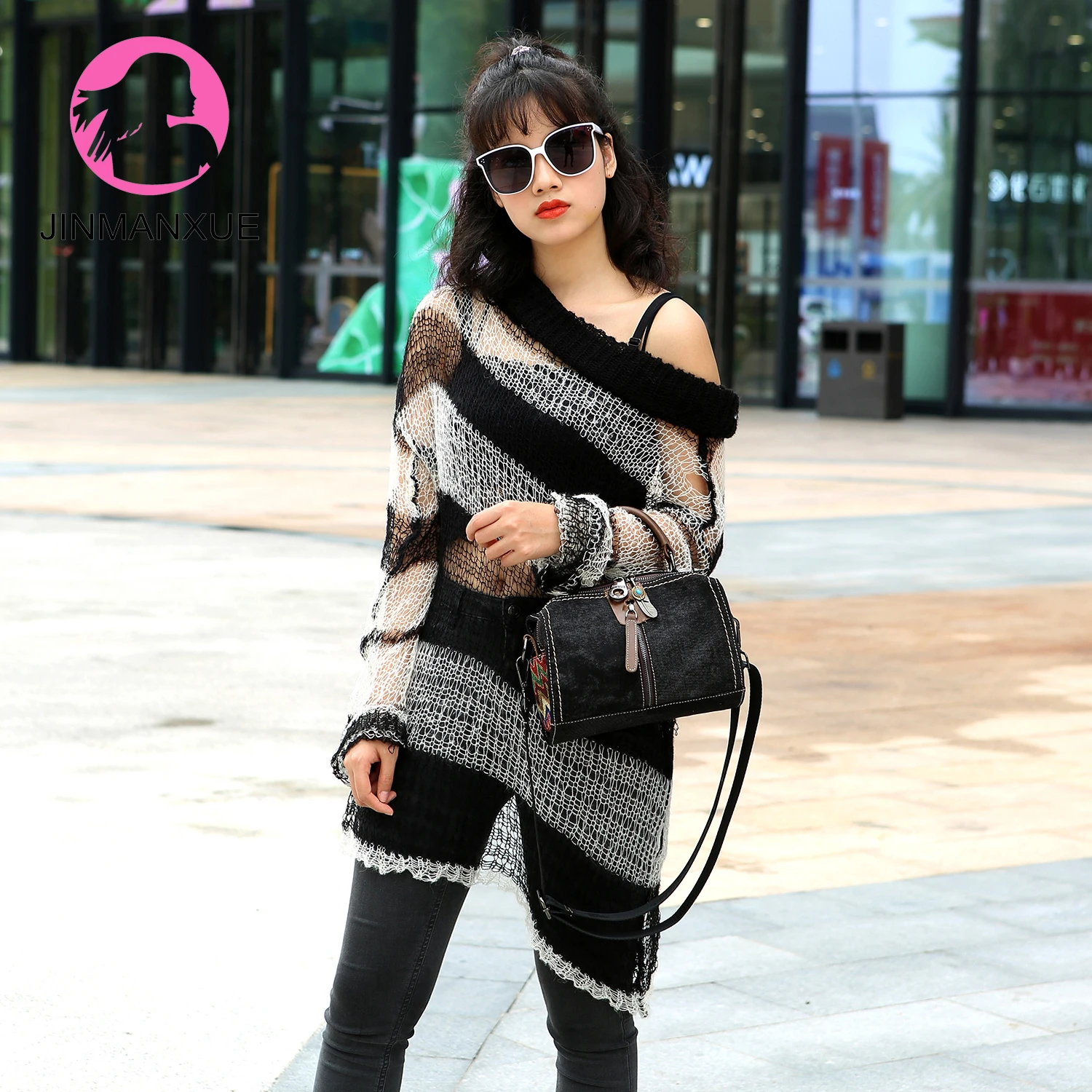 

New Retro Ethnic Style Messenger Bag Hit Color Wild Fashion Trend Multifunctional Portable Denim Casual Shoulder Bag