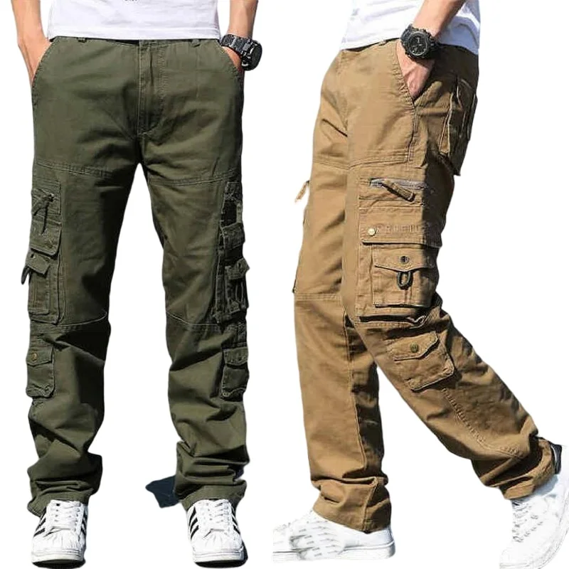 Men Cargo Pants Men's Straight Loose Trendy Casual Outdoor Multi-Pocket Plus Size 28-38 | Мужская одежда