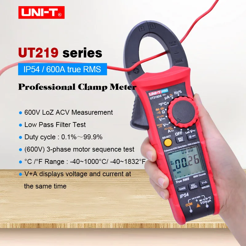Промышленные цифровые клещи UNI T UT219E UT219M UT219DS True RMS AC DC Напряжение Ток Ом диод