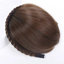 Buqi синтетические косички повязка на голову челка поддельные прямые натуральные термостойкие челки аксессуары для волос для взрослых женщин