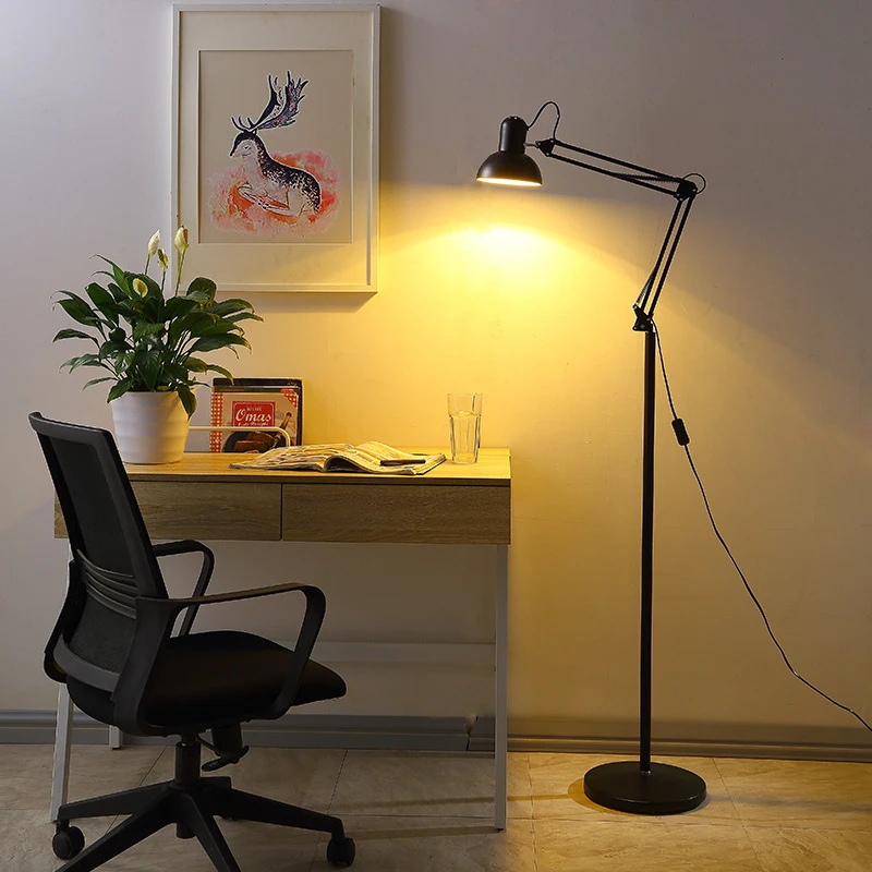 Лампа для чтения, простой напольный светильник E27, металлический корпус, регулируемый простой светильник ing для чтения, гостиничного номера, гостиной