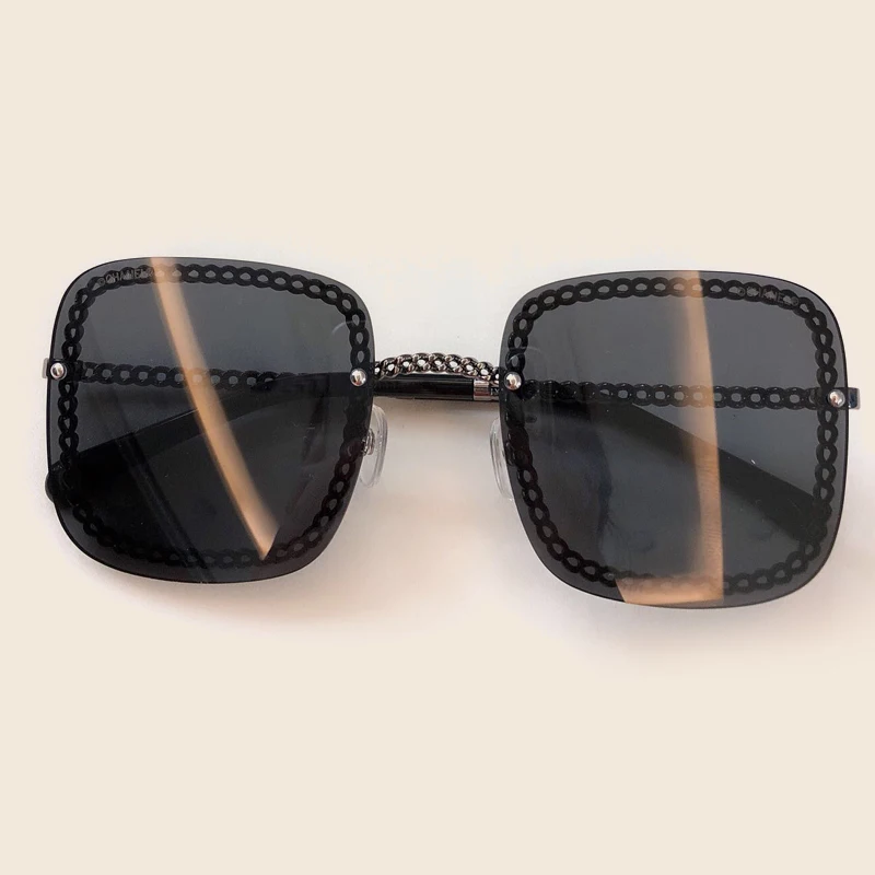 No3 Sunglasses Летние Квадратные Солнцезащитные очки для женщин, фирменный дизайн, винтажные цепочки, оттенки, женская мода, высокое качество, солнцезащитные очки с коробкой - Цвет линз: No3 Sunglasses