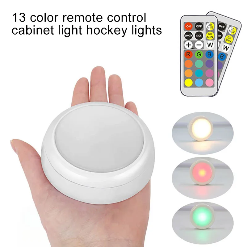 buy Wireless LED Puck Lights Under Cabinet Kitchen Lighting with Remote Control CLH@8