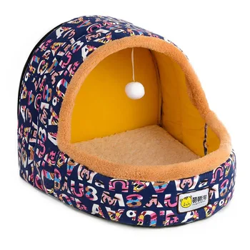 

Warm Cat Cave Bed With Ball Comfortable Pet Dog Kennel Top Quality Small Dogs Cats Home Nest cat sleeping bed